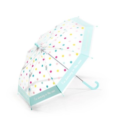 Przezroczysta parasolka dziecięca Happy Rain, miętowa w kropki