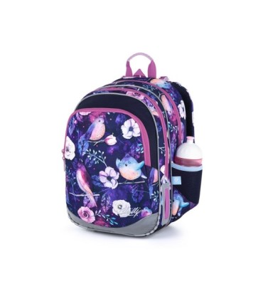 Plecak dwukomorowy dla dziewczynki Topgal ELLY 21004 G KWIATY I PTAKI