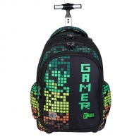Trzykomorowy plecak szkolny na kółkach St.Right 34 L, Pixel Gamer TB1