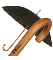 WYTRZYMAŁY ELEGANCKI PARASOL FALCONE, 16 BRYTÓW, DREWNIANA RĄCZKA, SZARO CZARNY  W KRATĘ