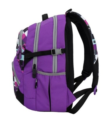 Lekki plecak szkolny Bagmaster w kratkę, fioletowy