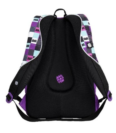 Lekki plecak szkolny Bagmaster w kratkę, fioletowy