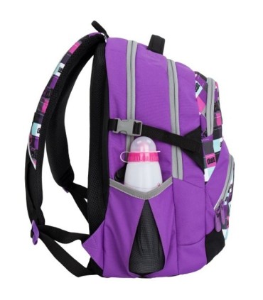 Lekki plecak szkolny Bagmaster w kratkę, fioletowy