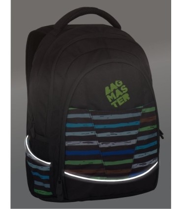 Superlekki plecak szkolny Bagmaster czarny w paski
