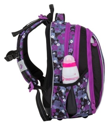 Plecak szkolny Bagmaster kwiatuszki - trzykomorowy