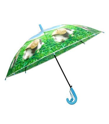 Dziecięca duża automatyczna parasolka z gwizdkiem, królik pod liściem