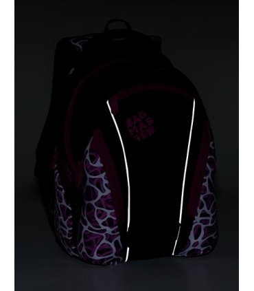 Młodzieżowy plecak  Bagmaster trzykomorowy czarny z różowymi wstawkami
