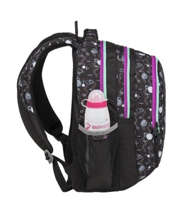 Lekki plecak szkolny Bagmaster Wzorki - trzykomorowy