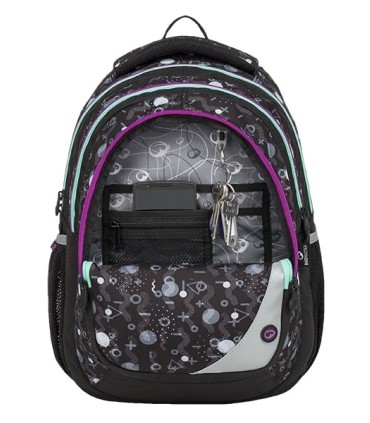 Lekki plecak szkolny Bagmaster Wzorki - trzykomorowy