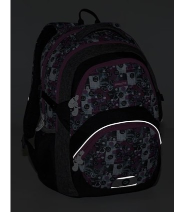 Lekki plecak szkolny Bagmaster we wzorki z różowymi suwakami