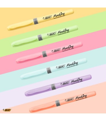 Zakreślacze BIC Highlighter Grip ścięta końcówka pastelowe kolory, blister 6 szt.