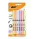Zakreślacze BIC Highlighter Grip ścięta końcówka pastelowe kolory, blister 6 szt.