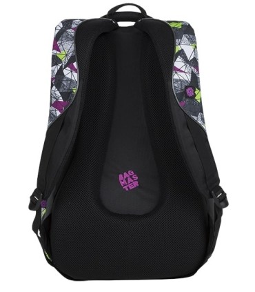 Młodzieżowy plecak  Bagmaster trzykomorowy czarny z fioletowymi wstawkami