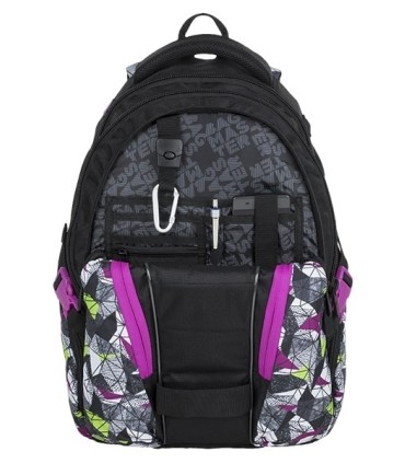 Młodzieżowy plecak  Bagmaster trzykomorowy czarny z fioletowymi wstawkami