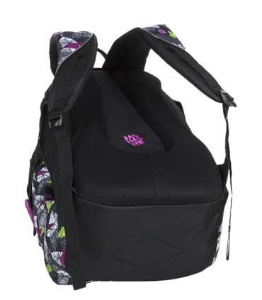 Młodzieżowy plecak  Bagmaster trzykomorowy czarny z fioletowymi wstawkami