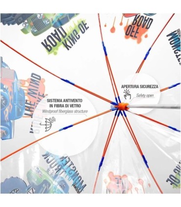 Parasolka dziecięca głęboka przezroczysta Perletti MONSTER TRUCK