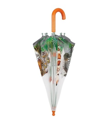 Głęboka parasolka damska Perletti przezroczysta ZWIERZĘTA SAFARI