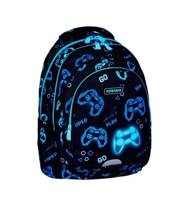 Plecak szkolny trzykomorowy Astra Head AB300 GO PLAYING