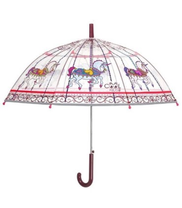 Automatyczna parasolka dziecięca przezroczysta głęboka PERLETTI karuzela koniki