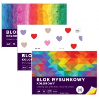 BLOK RYSUNKOWY KOLOROWY, A4, 10 KARTEK, 80g, INTERDRUK