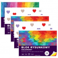 BLOK RYSUNKOWY KOLOROWY, A4, 10 KARTEK, 80g, INTERDRUK