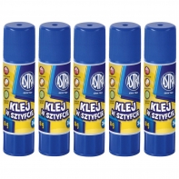 5 x KLEJ SZKOLNY ASTRA W SZTYFCIE 8 g SUPER MOCNY, NIE MARSZCZY PAPIERU