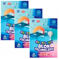 3 szt. x Blok techniczny Astra 10 pastelowych, kolorowych kartek A4