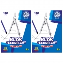 2x Blok techniczny biały A3 ASTRA 10 arkuszy 170g
