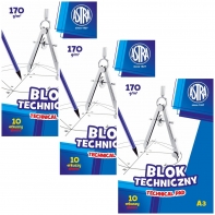 Blok techniczny biały A3 ASTRA 10 arkuszy 170g