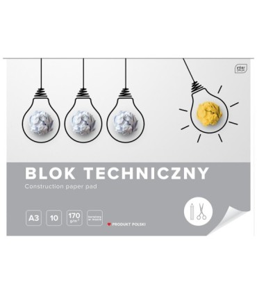 2 SZT. X BLOK TECHNICZNY BIAŁY A3 INTERDRUK 10 ARKUSZY 170g