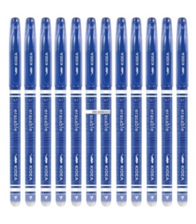 12 szt. x długopis żelowy wymazywalny Kidea z gumką – niebieski, 0.7 mm, pióro