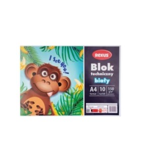 Blok rysunkowy biały REXUS Benjamin A4 20 kartek, 70-80g/m2