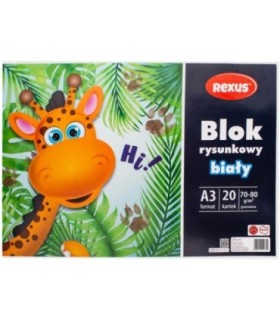 Blok rysunkowy biały REXUS Beniamin A3 20 kartek, 70-80g/m2