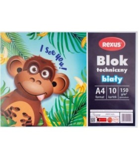 Blok techniczny biały REXUS Benjamin A4 10 kartek, 150g/m2