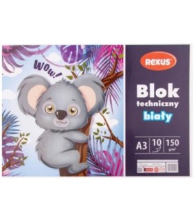 Blok techniczny biały REXUS Beniamin A3 10 kartek, 150g/m2