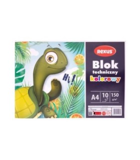 Blok techniczny kolorowy REXUS Benjamin A4 10 kartek, 150g/m2