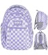 Plecak szkolny 26 L trzykomorowy Derform BACKUP model O SZACHOWNICA FIOLET