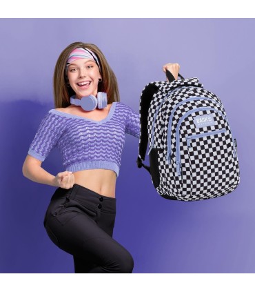 Plecak szkolny 26 L trzykomorowy Derform BACKUP model O SZACHOWNICA F