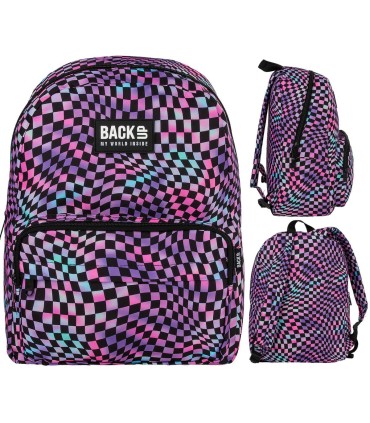 Plecak szkolny jednokomorowy lekki Derform BACKUP model C SZACHOWNICA CRAZY