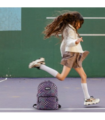 Plecak szkolny jednokomorowy lekki Derform BACKUP model C SZACHOWNICA CRAZY