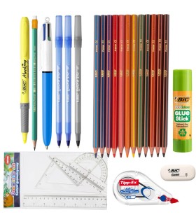Wyprawka szkolna BIC kompletny zestaw z kredkami i przyborami - 25 elementów