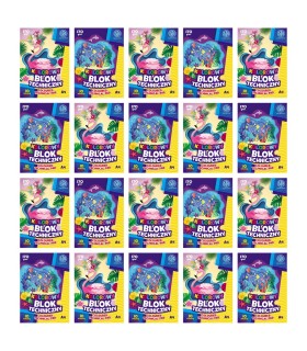 20× Blok techniczny kolorowy ASTRA A4 170g 10 kartek – intensywne kolory