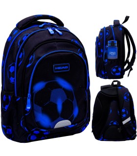 Plecak szkolny 20L trzykomorowy AB330 ASTRA HEAD NEO BLUE FOOTBALL