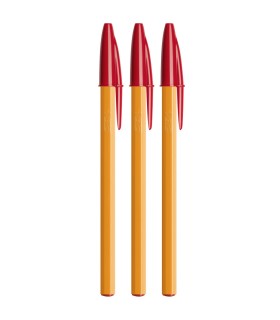 3x długopis BIC Orange Original Fine 0,8 mm, czerwony