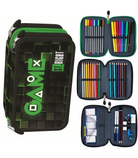 Piórnik trzykomorowy z wyposażeniem St.Right GREEN GAME