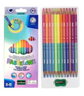 Kredki ołówkowe dwustronne pastelowe kolory Astra 12szt.