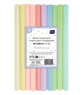 Bibuła marszczona 10 pastelowych kolorów 25x200 cm, Interdruk