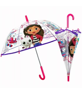 Głęboka bezpieczna parasolka dziecięca PERLETTI przezroczysta GABBY'S DOLLHOUSE