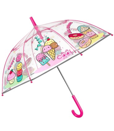 Głęboka bezpieczna parasolka dziecięca PERLETTI przezroczysta SŁODYCZE