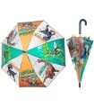 Głęboka bezpieczna parasolka dziecięca PERLETTI przezroczysta DINOZAURY